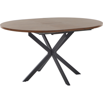 BELIANI Mesa De Comedor Extensible 6 Plazas Tablero De Mdf Patas De Metal Negro Redonda 110/140 X 110 Cm Madera Oscura Friona BELIANI Mesa De Comedor Extensible 6 Plazas Tablero De Mdf Patas De Metal Negro Redonda 110/140 X 110 Cm Madera Oscura Friona