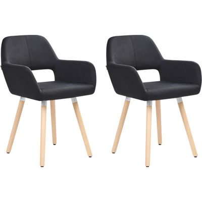 Beliani Conjunto de 2 Sillas de Comedor - Tapizado en Tela Negra - Estilo Ecléctico Moderno Beliani Conjunto de 2 Sillas de Comedor - Tapizado en Tela Negra - Estilo Ecléctico Moderno