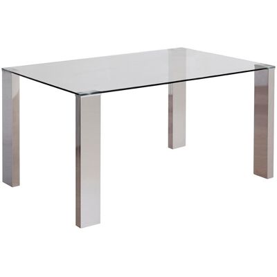 Homely - Mesa de comedor Karina - Cristal templado - Acabado en acero - 140x90 cm Homely - Mesa de comedor Karina - Cristal templado - Acabado en acero - 140x90 cm