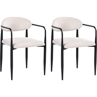 BELIANI Conjunto De 2 Sillas De Comedor De Estilo Moderno De Mediados De Siglo Estructura De Metal Asiento Tapizado Respaldo Beige Claro Tanevik BELIANI Conjunto De 2 Sillas De Comedor De Estilo Moderno De Mediados De Siglo Estructura De Metal Asiento Tapizado Respaldo Beige Claro Tanevik