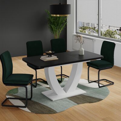 Mesa De Comedor Fenaro, Negro/blanco, 120-160 X 80 Cm Extensible, Vicco Mesa De Comedor Fenaro, Negro/blanco, 120-160 X 80 Cm Extensible, Vicco