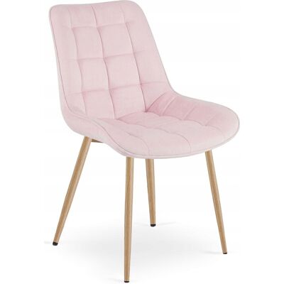 AKORD Silla Bera - Terciopelo Rosa Claro / Patas De Roble X 1 AKORD Silla Bera - Terciopelo Rosa Claro / Patas De Roble X 1