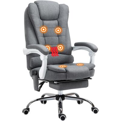 Vinsetto - Silla De Masaje Con 6 Puntos De Masaje Reclinable Con Altura Ajustable Función De Calentamiento Reposapiés Y Control Remoto 65x70x111-119 Cm Gris Vinsetto - Silla De Masaje Con 6 Puntos De Masaje Reclinable Con Altura Ajustable Función De Calentamiento Reposapiés Y Control Remoto 65x70x111-119 Cm Gris