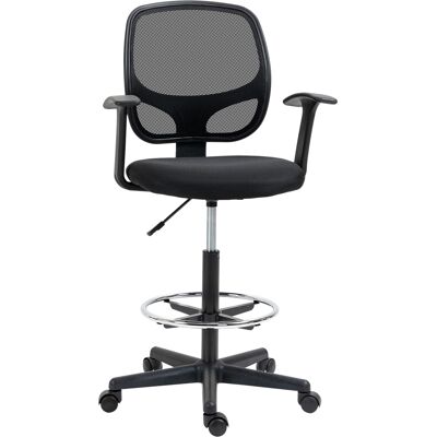 JHY DESIGN Silla De Oficina Regulable En Altura Con Reposabrazos, Ruedas Y Asiento Acolchado, 64 X 57 X 110-132 Cm, Negra. JHY DESIGN Silla De Oficina Regulable En Altura Con Reposabrazos, Ruedas Y Asiento Acolchado, 64 X 57 X 110-132 Cm, Negra.