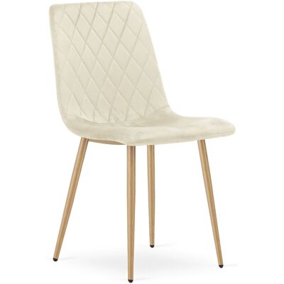 AKORD Silla Turín - Terciopelo Beige Claro / Patas Color Madera X 1 AKORD Silla Turín - Terciopelo Beige Claro / Patas Color Madera X 1