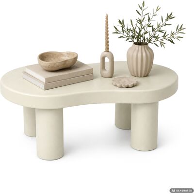 AKORD Mesa De Centro Ovalada Matcha 85 Cm Crema Con Cuatro Patas Cilíndricas AKORD Mesa De Centro Ovalada Matcha 85 Cm Crema Con Cuatro Patas Cilíndricas