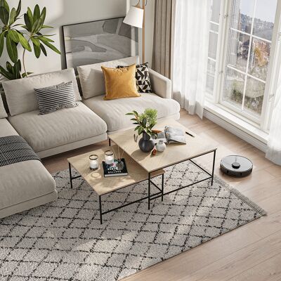 Conjunto De Mesas De Centro Ramio, Roble/negro, 80 X 80 Cm 2 Piezas, Vicco Conjunto De Mesas De Centro Ramio, Roble/negro, 80 X 80 Cm 2 Piezas, Vicco