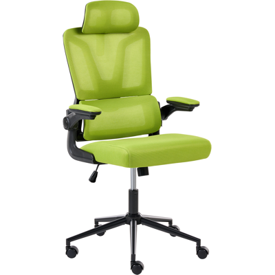 BELIANI Silla De Oficina Moderna Asiento De Piel Sintética Respaldo De Malla Altura Giro 360° Reposabrazos Ajustables Inclinación Verde Kryos BELIANI Silla De Oficina Moderna Asiento De Piel Sintética Respaldo De Malla Altura Giro 360° Reposabrazos Ajustables Inclinación Verde Kryos