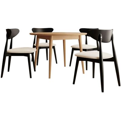 MIRJAN24 Conjunto De Mesas Y Sillas Para Comedor Racine 134, Magic Velvet 2250 + Negro, 76x0x0cm, Diámetro: 120, Número De Asientos: 4, Estilo: Contemporary MIRJAN24 Conjunto De Mesas Y Sillas Para Comedor Racine 134, Magic Velvet 2250 + Negro, 76x0x0cm, Diámetro: 120, Número De Asientos: 4, Estilo: Contemporary