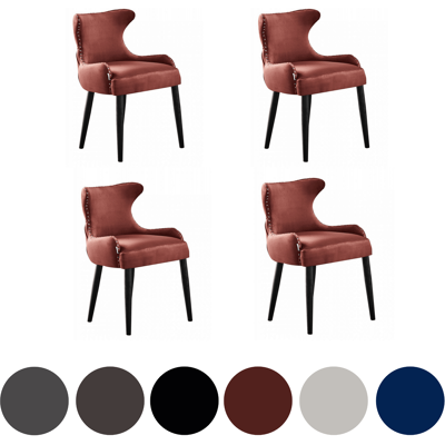 Life Interiors - Juego De 4 Sillas De Comedor De Terciopelo Oxford Lux - Silla Tapizada Para Comedor, Cocina - Rojo Life Interiors - Juego De 4 Sillas De Comedor De Terciopelo Oxford Lux - Silla Tapizada Para Comedor, Cocina - Rojo