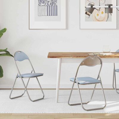 Vidaxl Silla Plegable 2 Uds. Cuero Sintético Gris 48 X 43,5 X 81 Cm Vidaxl Silla Plegable 2 Uds. Cuero Sintético Gris 48 X 43,5 X 81 Cm