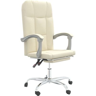 Silla de oficina reclinable de vidaXL con función reclinable, cuero sintético crema - Silla de oficina Silla de oficina reclinable de vidaXL con función reclinable, cuero sintético crema - Silla de oficina