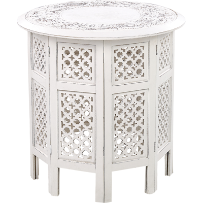 Mesa auxiliar blanca con patrón tallado - Mesa auxiliar Mesa auxiliar blanca con patrón tallado - Mesa auxiliar