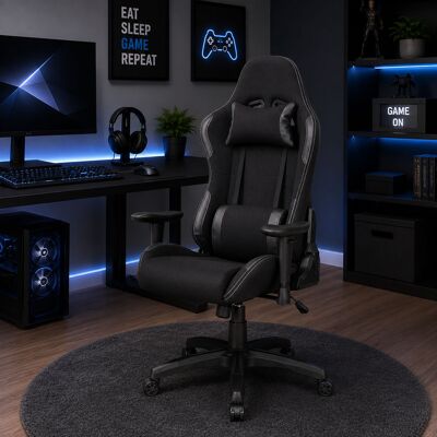 Serena - Silla Gaming Bundaberg, Sillón Gaming Adulto, Silla De Escritorio, Cm 57x72h124/134, Negro Serena - Silla Gaming Bundaberg, Sillón Gaming Adulto, Silla De Escritorio, Cm 57x72h124/134, Negro