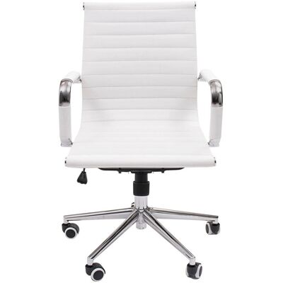 HOMELY Sillón De Despacho Manager, Tapizado En Polipiel, Base Color Cromo, Respaldo Bajo, 64x62x88/98 Cm Pp Blanco HOMELY Sillón De Despacho Manager, Tapizado En Polipiel, Base Color Cromo, Respaldo Bajo, 64x62x88/98 Cm Pp Blanco