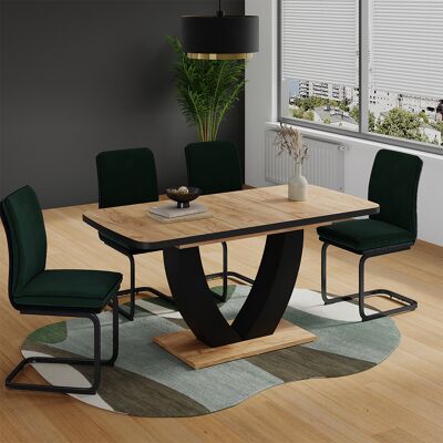 Mesa De Comedor Fenaro, Negro/roble, 120-160 X 80 Cm Extensible, Vicco Mesa De Comedor Fenaro, Negro/roble, 120-160 X 80 Cm Extensible, Vicco