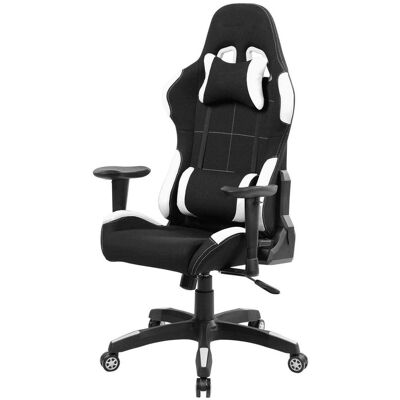 Silla Gaming Daren, Sillón Gaming Adulto, Silla De Escritorio, 57x72h124/134 Cm, Negro Y Blanco - Dmora Silla Gaming Daren, Sillón Gaming Adulto, Silla De Escritorio, 57x72h124/134 Cm, Negro Y Blanco - Dmora