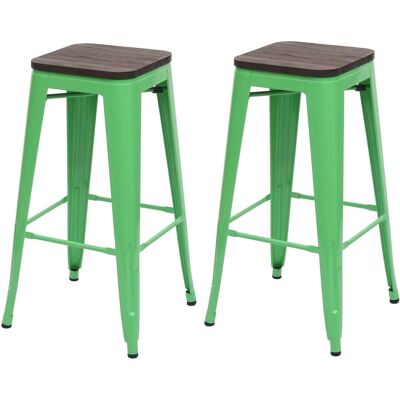 Décoshop26 - Juego De 2 Taburetes De Bar Sillas De Mostrador Asiento De Madera Con Reposapiés Diseño Industrial Apilable Verde Metal 040000487 Décoshop26 - Juego De 2 Taburetes De Bar Sillas De Mostrador Asiento De Madera Con Reposapiés Diseño Industrial Apilable Verde Metal 040000487