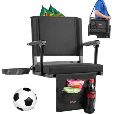 OEM Silla De Estadio Portátil, Con Respaldo De 95° Y Reposabrazos, Multiusos, Para El Hombro, Portavasos Y Gancho, Fabricada En Tela Oxford 600d Impermeable, Color Negro, 365 X 495 X 425 Mm OEM Silla De Estadio Portátil, Con Respaldo De 95° Y Reposabrazos, Multiusos, Para El Hombro, Portavasos Y Gancho, Fabricada En Tela Oxford 600d Impermeable, Color Negro, 365 X 495 X 425 Mm