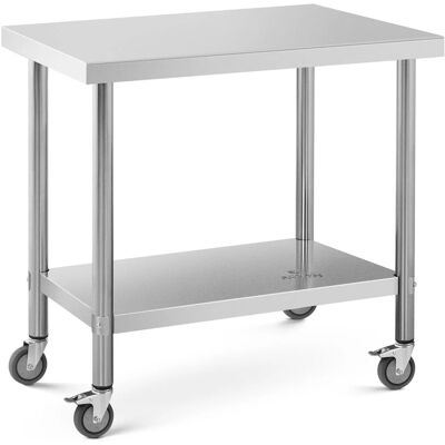 ROYAL CATERING Mesa De Acero Inoxidable Con Ruedas - Premium - 60 X 90 Cm - 145 Kg - Royal ROYAL CATERING Mesa De Acero Inoxidable Con Ruedas - Premium - 60 X 90 Cm - 145 Kg - Royal