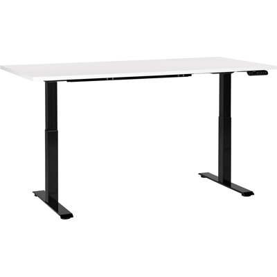 BELIANI Escritorio De Altura Regulable Eléctrico Oficina Moderna Patas Cuadradas 160 X 72 Cm Tablero Blanco Soporte De Acero Negro Destines BELIANI Escritorio De Altura Regulable Eléctrico Oficina Moderna Patas Cuadradas 160 X 72 Cm Tablero Blanco Soporte De Acero Negro Destines