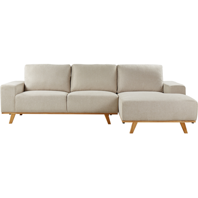 Beliani - Sofá Esquinero Moderno Tapizado De Poliéster Patas De Madera Clara Respaldo Acolchado Izquierdo Beige Nora Beliani - Sofá Esquinero Moderno Tapizado De Poliéster Patas De Madera Clara Respaldo Acolchado Izquierdo Beige Nora