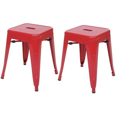 Hhg - Juego De 2 Taburetes 804, Taburete De Metal Asiento Taburete, Metal Diseño Industrial Apilable, Rojo Hhg - Juego De 2 Taburetes 804, Taburete De Metal Asiento Taburete, Metal Diseño Industrial Apilable, Rojo