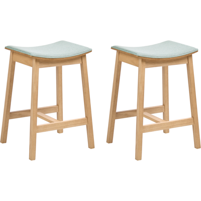 BELIANI Conjunto De 2 Sillas De Bar Asiento Tapizado Taburetes Marrón Claro Y Verde Menta Dixon BELIANI Conjunto De 2 Sillas De Bar Asiento Tapizado Taburetes Marrón Claro Y Verde Menta Dixon