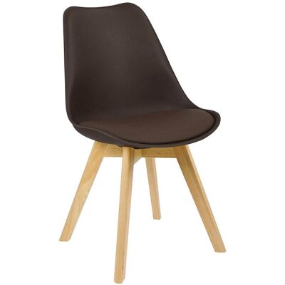 HELLOSHOP26 Silla De Comedor En Piel Sintética Con Patas De Madera Marrón 190000126 HELLOSHOP26 Silla De Comedor En Piel Sintética Con Patas De Madera Marrón 190000126