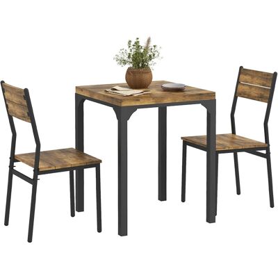 JHY DESIGN Juego De Comedor De 3 Piezas, Mesa De Comedor, 1 Mesa, 2 Sillas, Mdf+metal, Marrón JHY DESIGN Juego De Comedor De 3 Piezas, Mesa De Comedor, 1 Mesa, 2 Sillas, Mdf+metal, Marrón