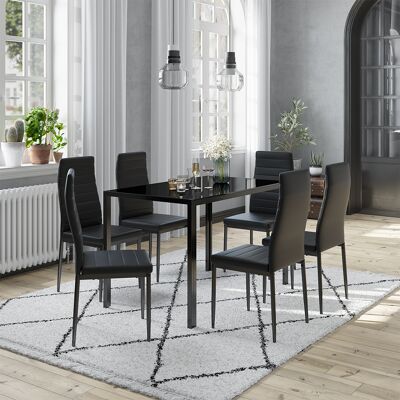 Silla de comedor Grand Vicco - Tapizada, Respaldo alto, Juego de 6 Silla de comedor Grand Vicco - Tapizada, Respaldo alto, Juego de 6