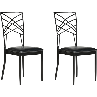 BELIANI Conjunto De 2 Sillas De Comedor Metal Asiento De Piel Sintética Negro Girard BELIANI Conjunto De 2 Sillas De Comedor Metal Asiento De Piel Sintética Negro Girard