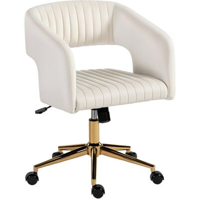 JHY DESIGN Silla De Escritorio Con Ruedas, Tapizada Con Aspecto De Terciopelo, Silla De Oficina Regulable En Altura, Función De Inclinación, Color Blanco Crema. JHY DESIGN Silla De Escritorio Con Ruedas, Tapizada Con Aspecto De Terciopelo, Silla De Oficina Regulable En Altura, Función De Inclinación, Color Blanco Crema.