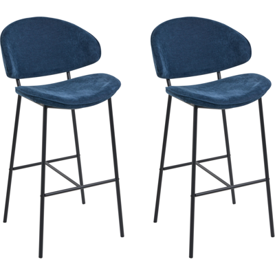 Beliani - Conjunto De 2 Sillas De Bar Modernas Asiento Tapizado En Tela Respaldo Curvo Sin Reposabrazos Patas Negras Azul Marino Kiana Beliani - Conjunto De 2 Sillas De Bar Modernas Asiento Tapizado En Tela Respaldo Curvo Sin Reposabrazos Patas Negras Azul Marino Kiana