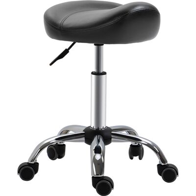 JHY DESIGN Taburete De Salón Con Asiento Tipo Silla De Montar, Altura Regulable, Polipiel, 48x48x54-69cm, Negro JHY DESIGN Taburete De Salón Con Asiento Tipo Silla De Montar, Altura Regulable, Polipiel, 48x48x54-69cm, Negro