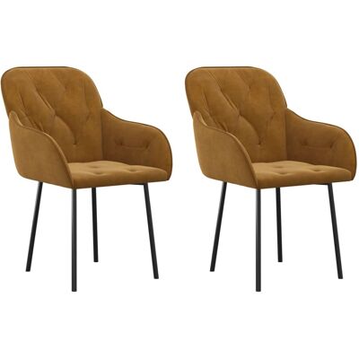 vidaXL - 742619 - Terciopelo Marrón - 2 ud - Silla de comedor vidaXL - 742619 - Terciopelo Marrón - 2 ud - Silla de comedor