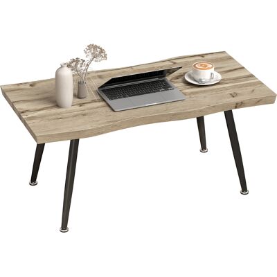 JHY DESIGN Mesa De Centro Curvada, Ideal Para Un Salón Moderno. Tablero De 4 Cm De Grosor, Patas De Acero, 100 X 50 X 45 Cm, Roble. JHY DESIGN Mesa De Centro Curvada, Ideal Para Un Salón Moderno. Tablero De 4 Cm De Grosor, Patas De Acero, 100 X 50 X 45 Cm, Roble.