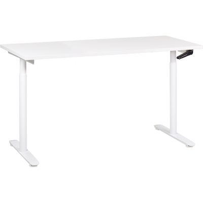 BELIANI Escritorio De Altura Regulable Manualmente Oficina Moderna Patas Redondas 160 X 72 Cm Tablero Blanco Soporte De Acero Blanco Destinas BELIANI Escritorio De Altura Regulable Manualmente Oficina Moderna Patas Redondas 160 X 72 Cm Tablero Blanco Soporte De Acero Blanco Destinas