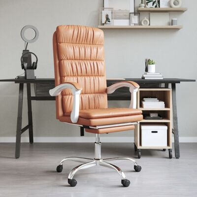 Silla de Oficina marrón vidaXL - Reclinable, Ajustable, Giratoria Silla de Oficina marrón vidaXL - Reclinable, Ajustable, Giratoria