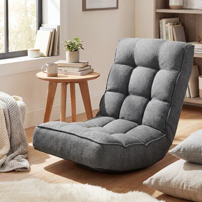 PZCC Silla De Suelo Plegable Silla De Lectura Giratoria 360° Con Respaldo Ajustable En 5 Posiciones 58x107x79 Cm Gris PZCC Silla De Suelo Plegable Silla De Lectura Giratoria 360° Con Respaldo Ajustable En 5 Posiciones 58x107x79 Cm Gris