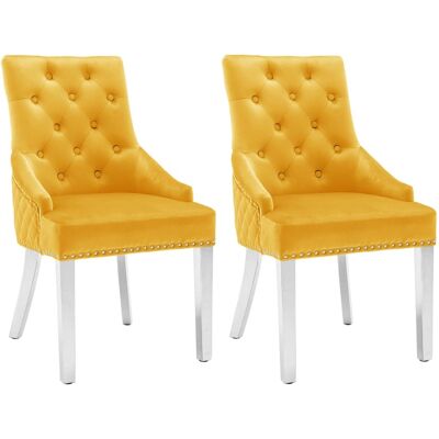 Sillas De Comedor 2 Unidades De Terciopelo Amarillo Vidaxl Sillas De Comedor 2 Unidades De Terciopelo Amarillo Vidaxl