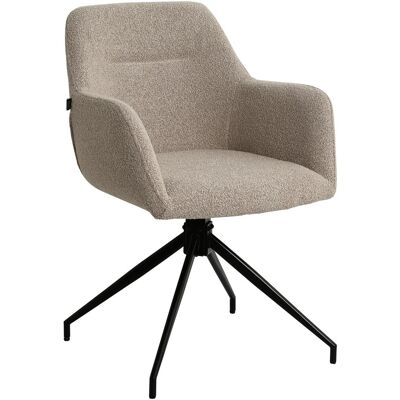 DÉCOSHOP26 Illa De Comedor Asiento Giratorio 360° De Tela Taupe Con Reposabrazos Y Estructura De Metal Negro 10000725 DÉCOSHOP26 Illa De Comedor Asiento Giratorio 360° De Tela Taupe Con Reposabrazos Y Estructura De Metal Negro 10000725