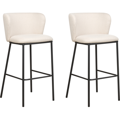 Conjunto de 2 Sillas de Bar Beliani - Modernas Tapizadas Color Blanco Crema Conjunto de 2 Sillas de Bar Beliani - Modernas Tapizadas Color Blanco Crema