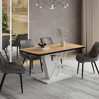 Mesa De Comedor Fenaro, Roble Dorado/blanco, 120-160 X 80 Cm Extensible, Vicco Mesa De Comedor Fenaro, Roble Dorado/blanco, 120-160 X 80 Cm Extensible, Vicco