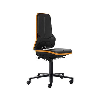 Silla de oficina ESD NEON de Bimos con banda flexible naranja y ruedas - Silla giratoria Silla de oficina ESD NEON de Bimos con banda flexible naranja y ruedas - Silla giratoria