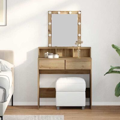 Vidaxl Mesa De Tocador Roble Artisan 80 X 41 X 144.5 Cm Vidaxl Mesa De Tocador Roble Artisan 80 X 41 X 144.5 Cm