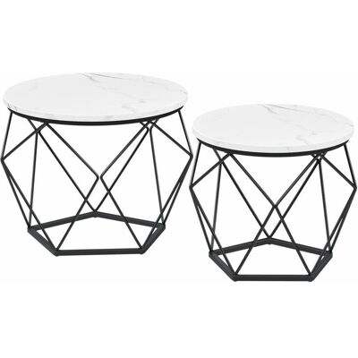 Conjunto de Mesas de Café VASAGLE Blanco/Negro - Moderno y Versátil Conjunto de Mesas de Café VASAGLE Blanco/Negro - Moderno y Versátil