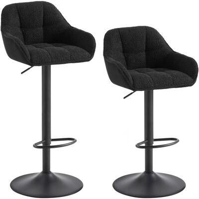 Woltu - Juego De 2 Taburetes De Bar Charlotte Con Reposabrazos Y Asiento De Pana Y Chenilla Negra Woltu - Juego De 2 Taburetes De Bar Charlotte Con Reposabrazos Y Asiento De Pana Y Chenilla Negra