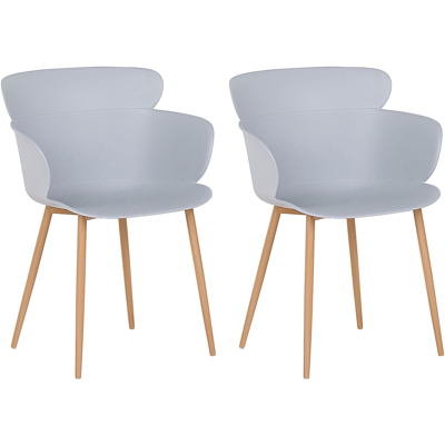 Beliani Juego de 2 Sillas de Comedor Grises Claras - Sillas de Comedor Beliani Juego de 2 Sillas de Comedor Grises Claras - Sillas de Comedor