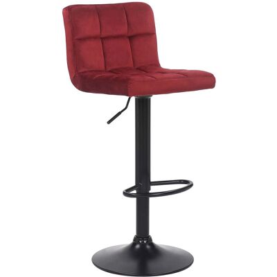 Décoshop26 - Taburete De Bar De Terciopelo Rojo Con Patas De Metal Negro Asiento Acolchado Reposapiés Giratorio Tdb10181 Décoshop26 - Taburete De Bar De Terciopelo Rojo Con Patas De Metal Negro Asiento Acolchado Reposapiés Giratorio Tdb10181